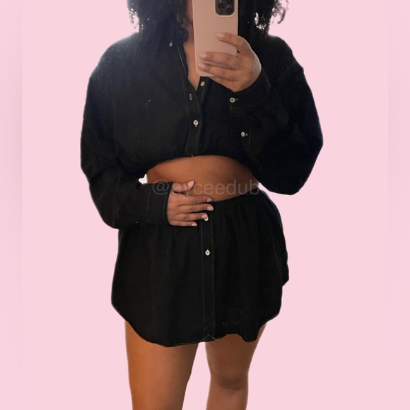 One-of-a-kind Remade Polo Crop Top/Skirt Two-Piece Set - Picture 4 of 6